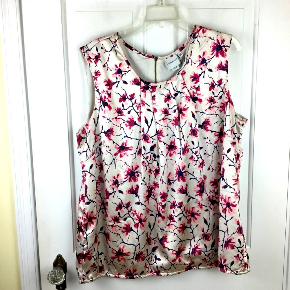 Junarose Women’s Floral Satin Sleeveless Blouse Plus Size 18